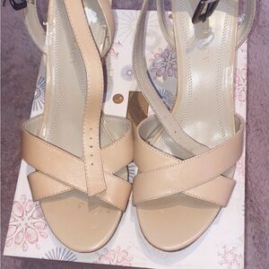 Ellen Tracy Nude Beige Strappy Heeled Sandals